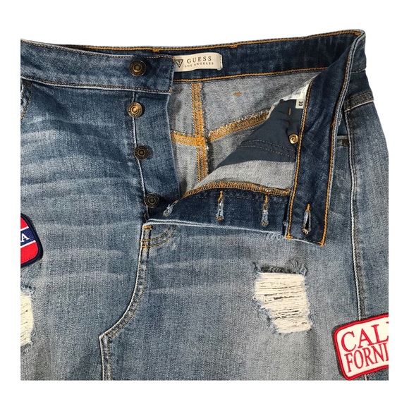Guess Distressed Denim Patched Mini Skirt - Picture 9 of 14